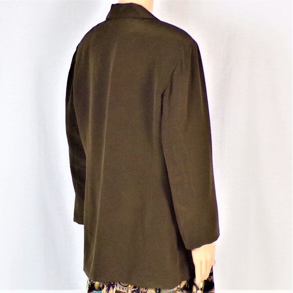 DUE PER DUE size 14 Jrs. brown 100% silk blazer - Picture 6 of 13